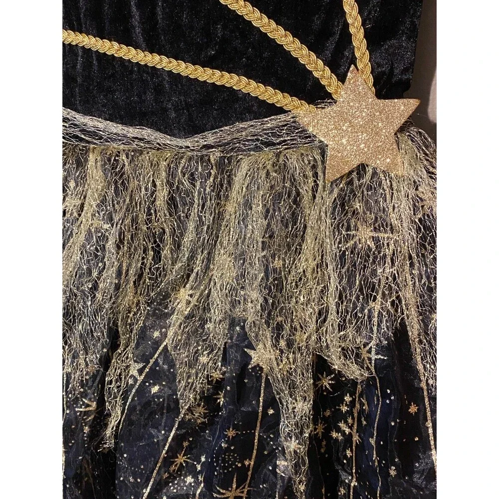 Girl's Black and Gold Dress Formal Halloween Princess Wizard